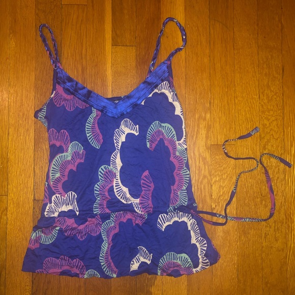 H&M Tops - Print Top w braided straps & self tie waist